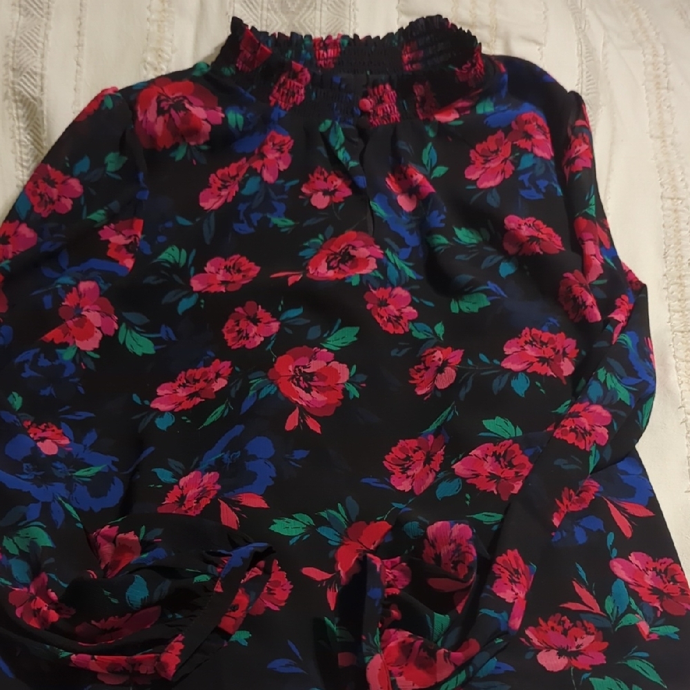 JCrew Black floral Top